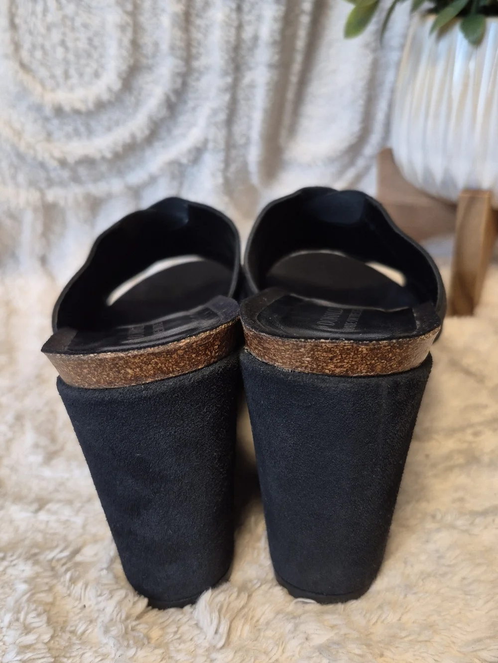 NEW Donald J. Pliner Bonbon Wedge Sandals Black Suede Slip On Stretch Size 9